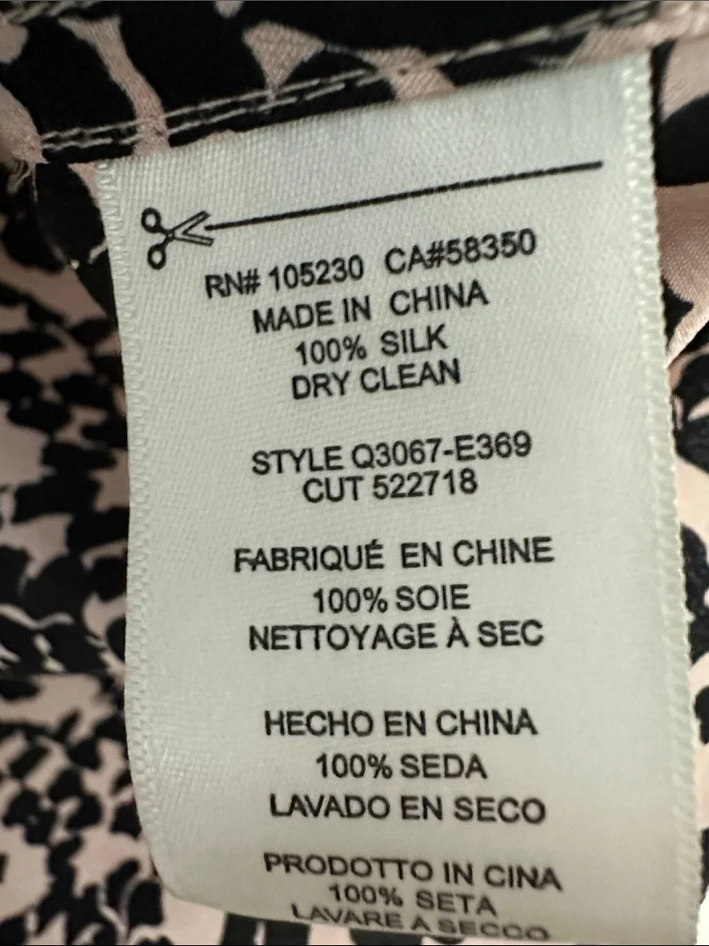 Equipment Pink and Black Gingko Print 100% Silk Button-Down Shirt